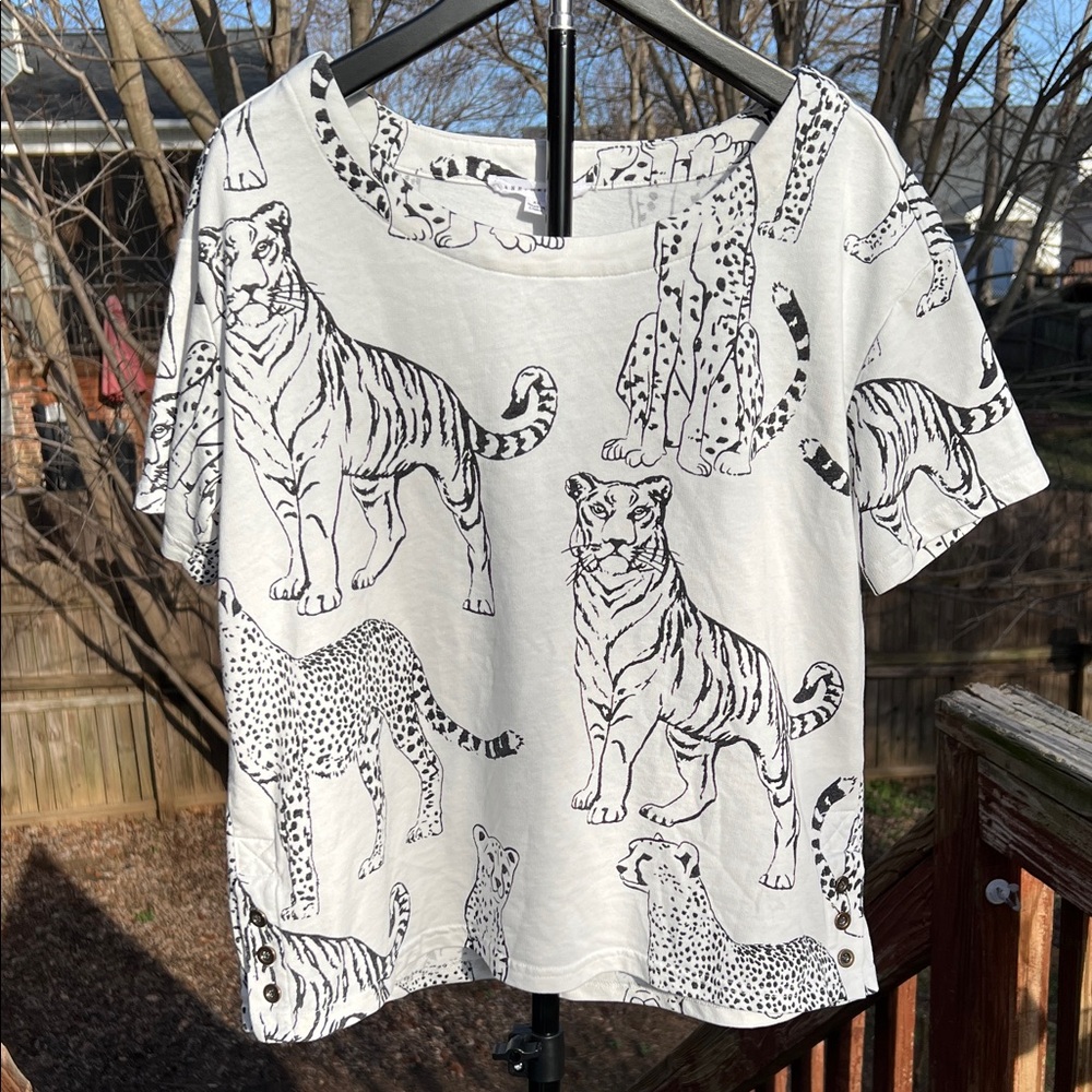Tiger Leopard Cheetah Animal Print Shirt - Black and White